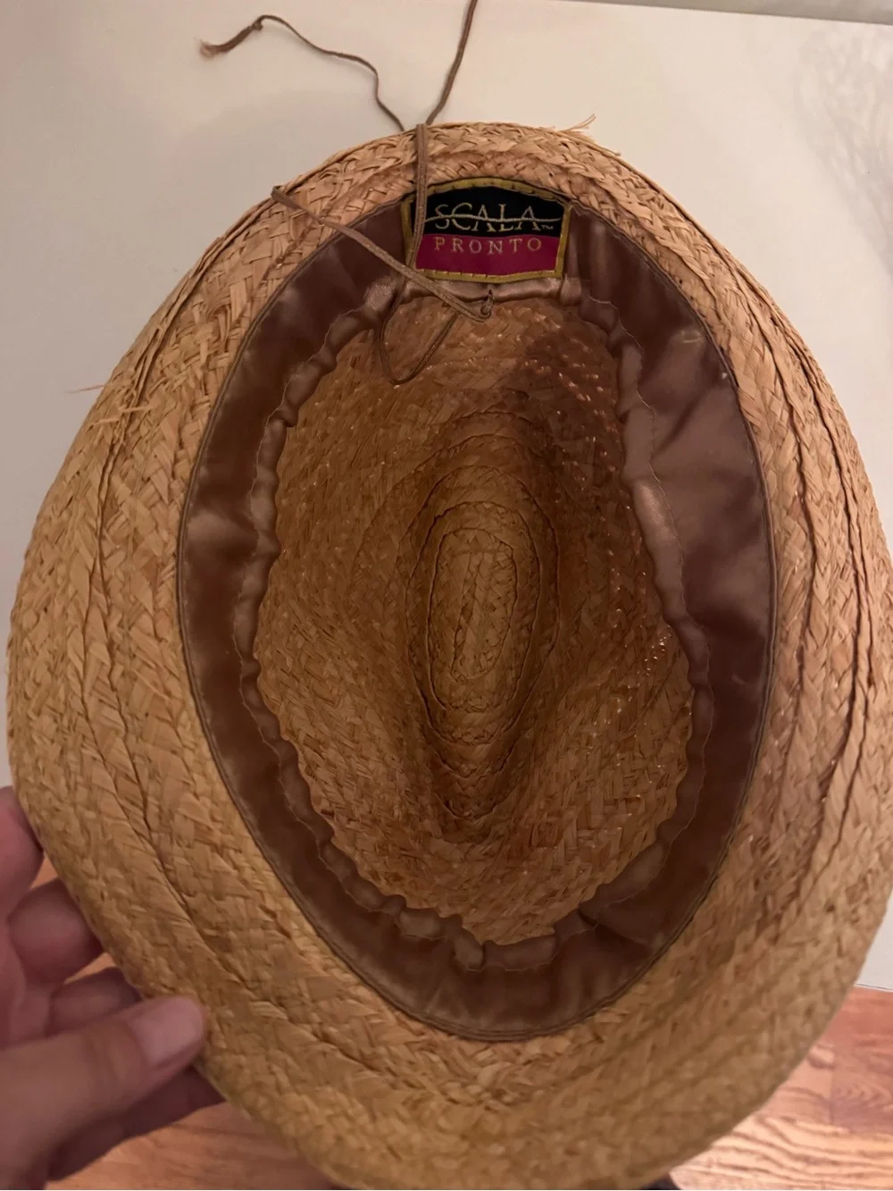 Vintage Scala Pronto Natural Fedora with Wooden Accent